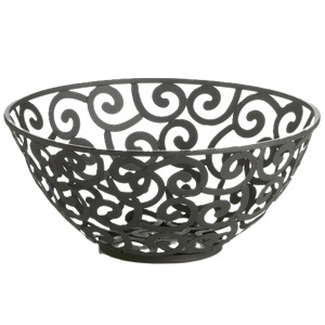 Black Iron Swirl Roll Basket 12