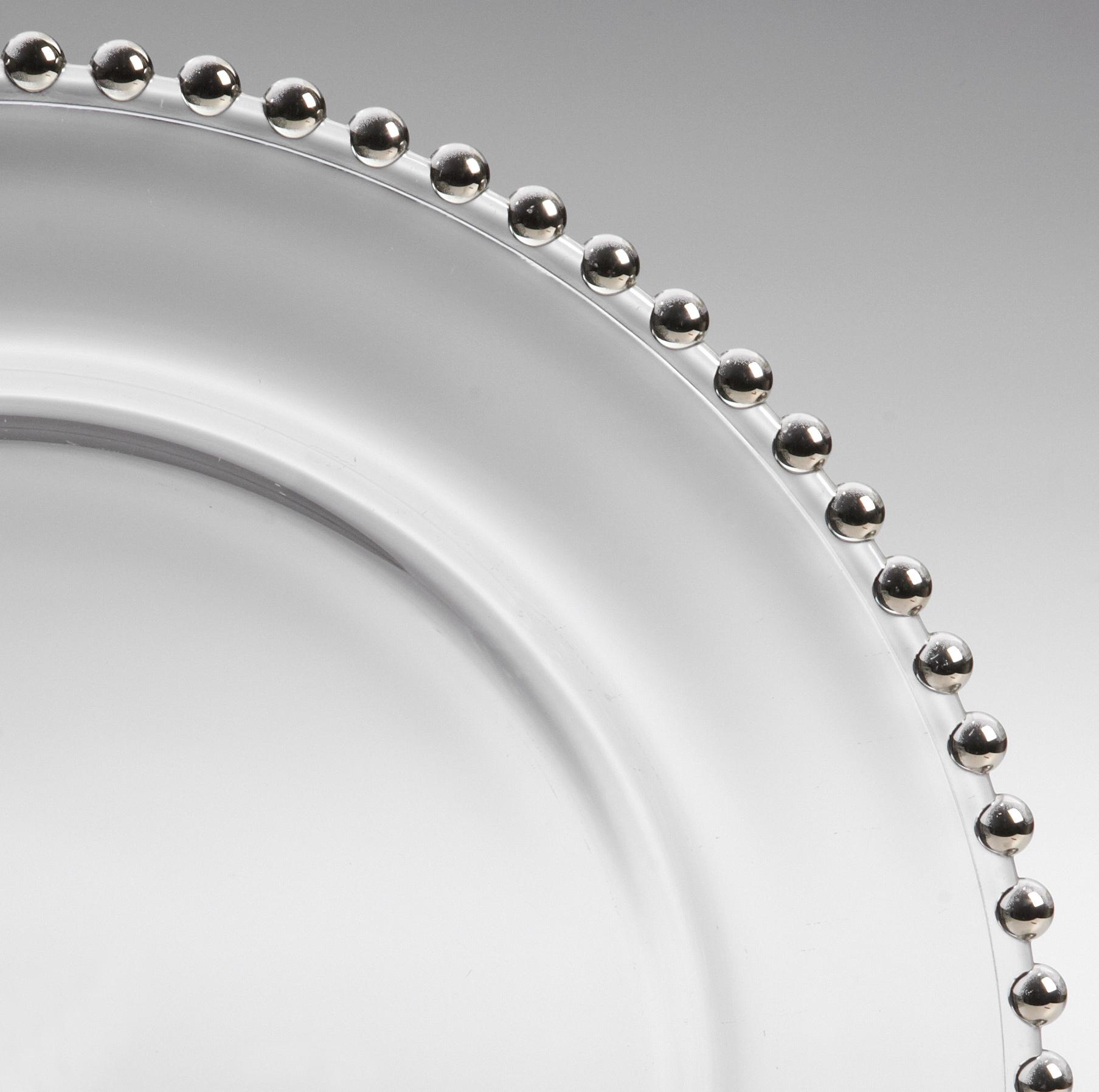 Silver Beaded Glass Charger 13