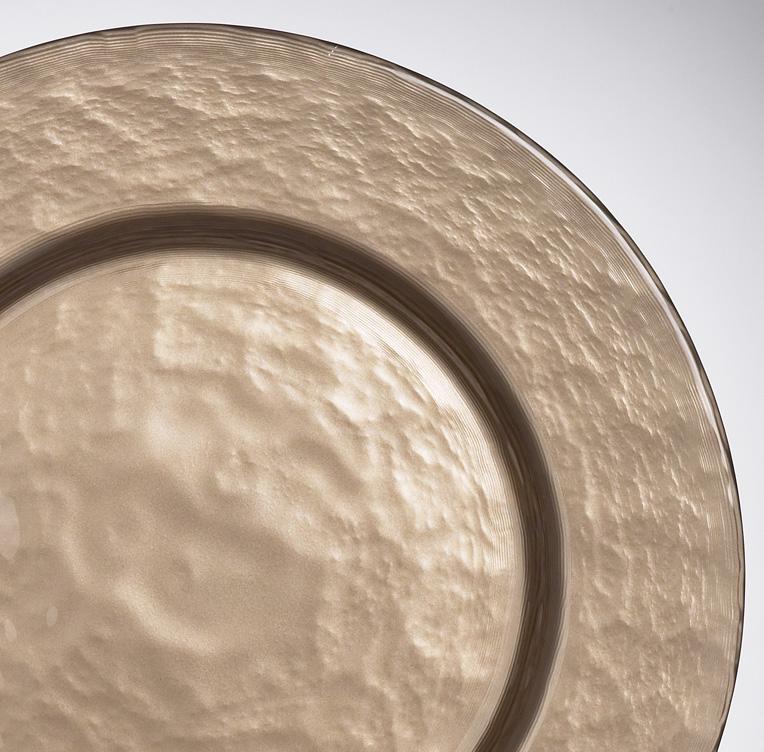 Taupe Round Glass Charger 12.5