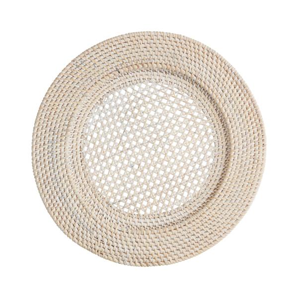 Whitewash Rattan Charger 13