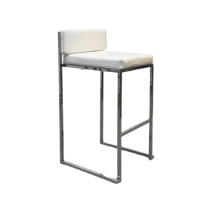 White Leather Barstool Square Back - Element Event Solutions