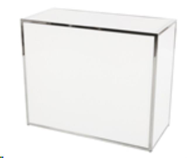 Chrome Framed Bar with White Plexiglass  4'x24