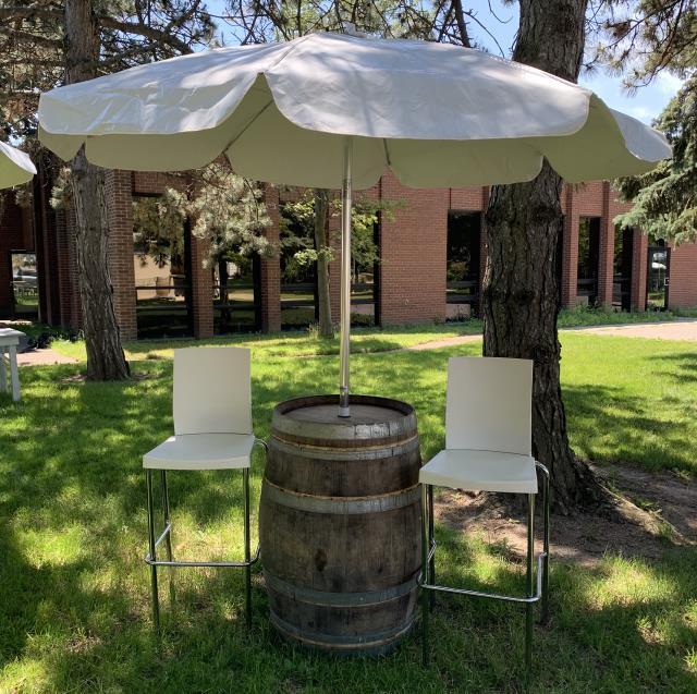 Wine Barrel with Umbrella - Element Event Solutions