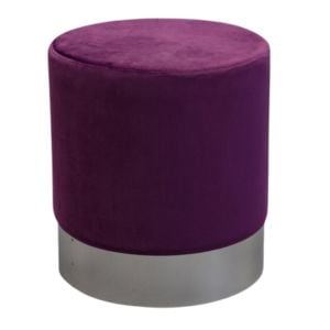Purple Velvet Chrome Ottoman - Element Event Solutions