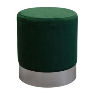 Dark Green Velvet Chrome Ottoman - Element Event Solutions