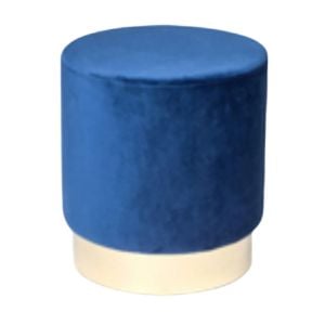 Royal Blue Silver Chrome Velvet Ottoman - Element Event Solutions