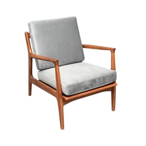 Grey Velvet Wood Lounge Chair - Element Event Solutions