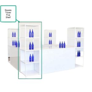 White Framed Square 5-Shelf Bar Tower - Element Event Solutions