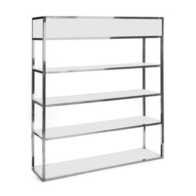 Chrome Framed Bar Back with White Plexi Shelves - Element Event Solutions
