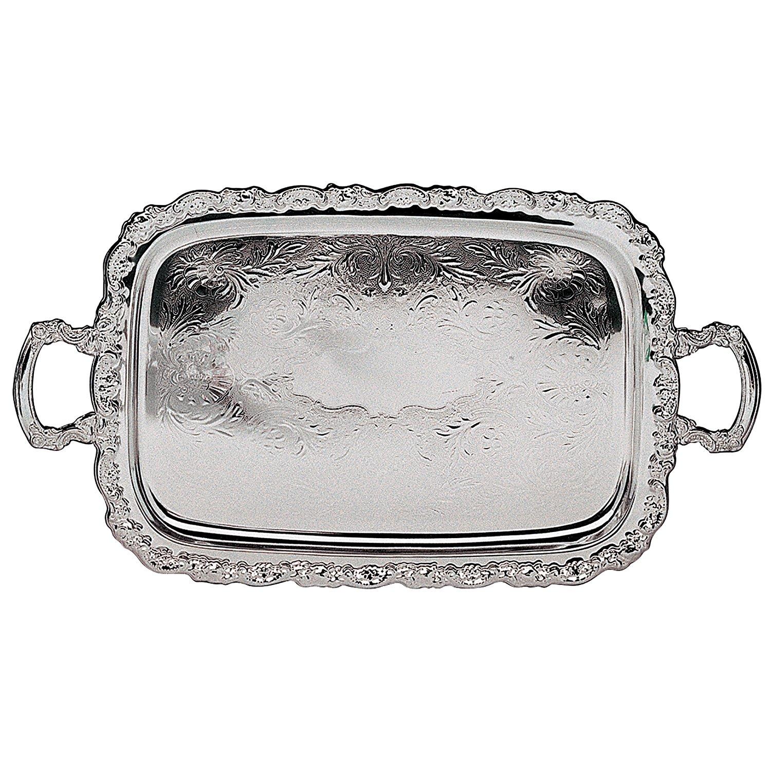 Silver Rectangle Tray with Handles - Element Event Solutions