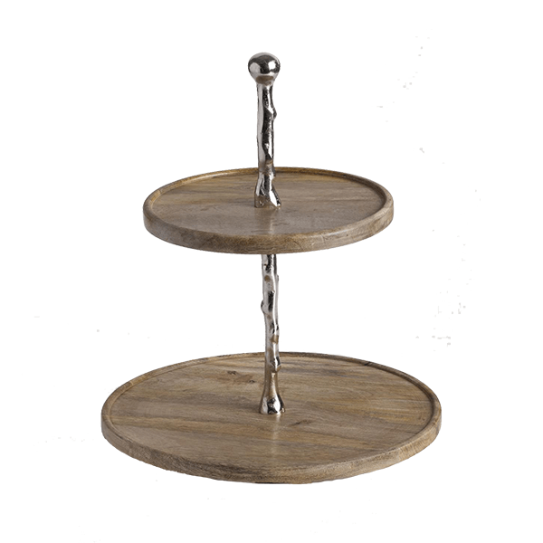 Wood 2-Tier Stand with 14