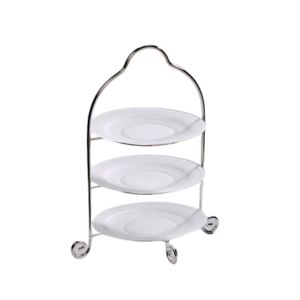 Silver 3 Tier Plate Stand Round 19
