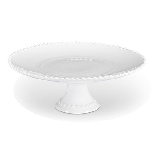 White Beaded Cake Stand 8.5