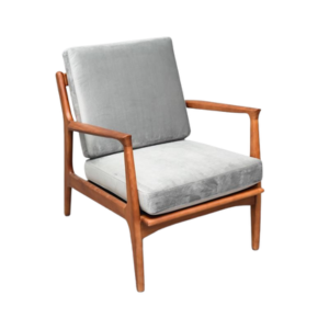 RS2025 Chair Lounge wood w Grey Velvet - Element Event Solutions