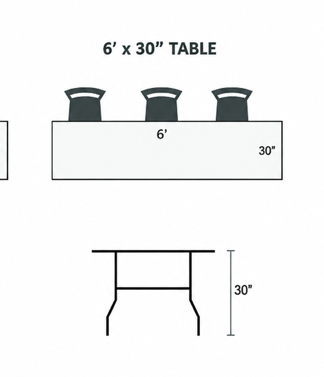 Wood Table 6'x30
