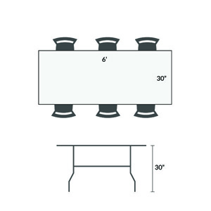 Plastic Table 6'x30