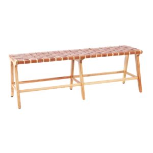 Woven Leather Wood Leg Bench - Element Event Solutions