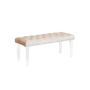 Champagne Velvet Bench with Acrylic Legs - Element Event Solutions