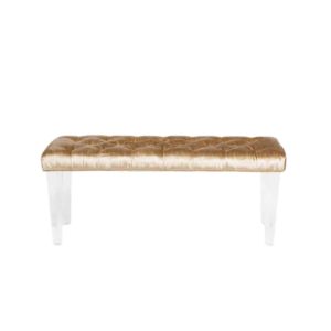 Gold Velvet Bench with Acrylic Legs - Element Event Solutions