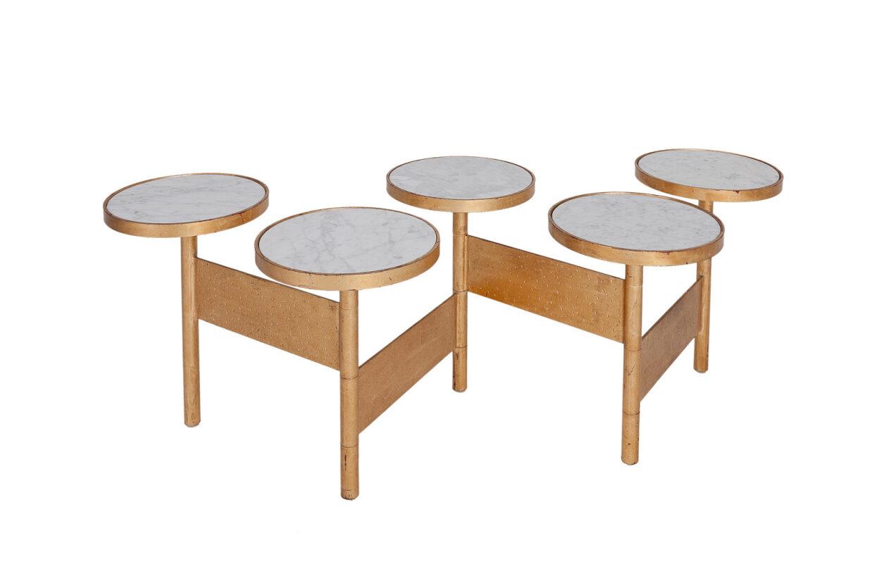 Gold Framed Marble Top 5 Arm Coffee Table - Element Event Solutions