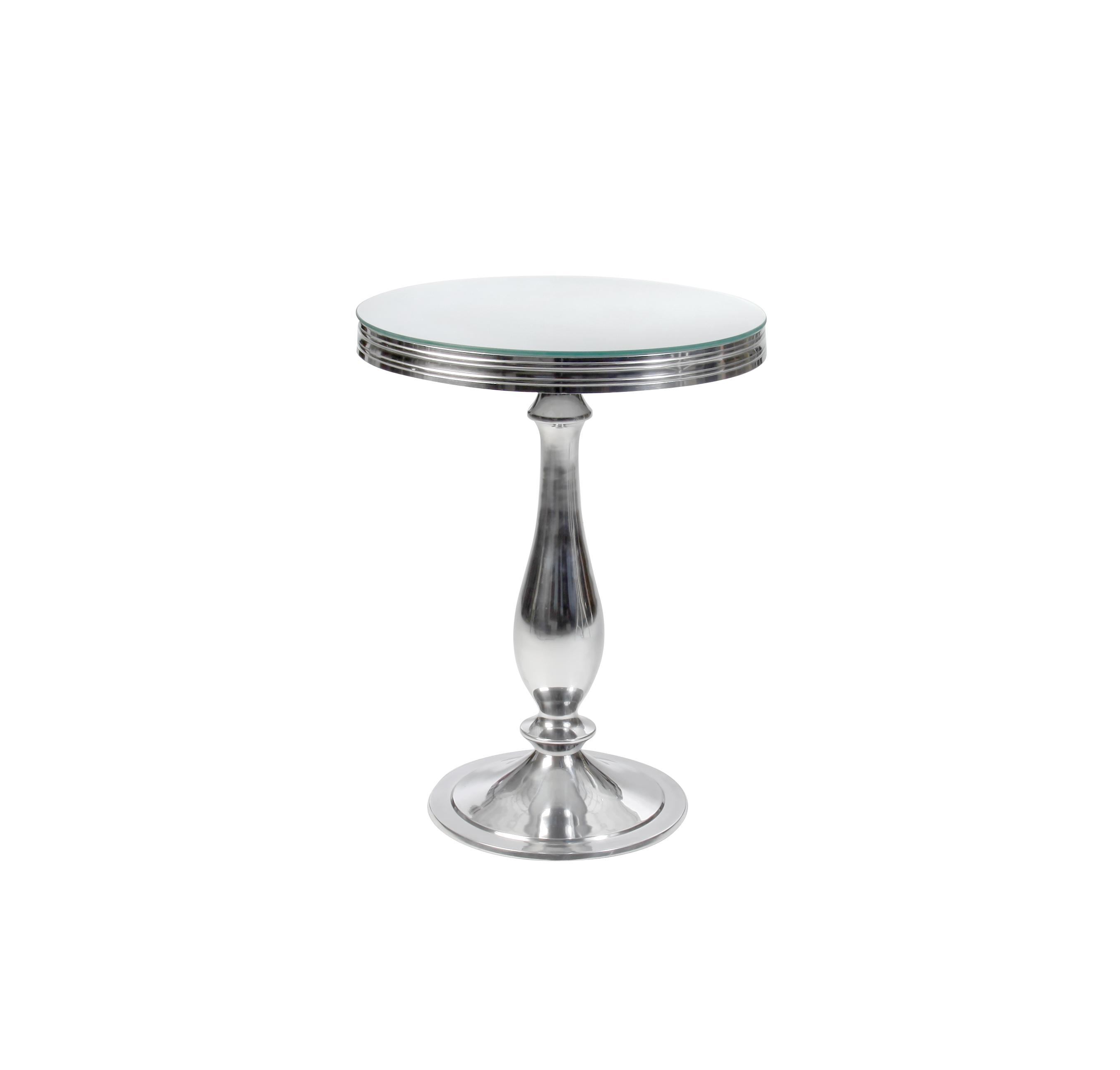 Aluminum Glass Topped Pedestal Cocktail Table - Element Event Solutions