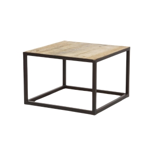 Reclaimed Wood Black Frame Square End Table - Element Event Solutions