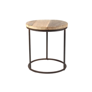 Reclaimed Wood Rebar Round End Table - Element Event Solutions