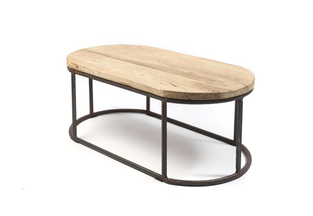 Reclaimed Wood Rebar Oval Coffee Table Medium - Element Event Solutions