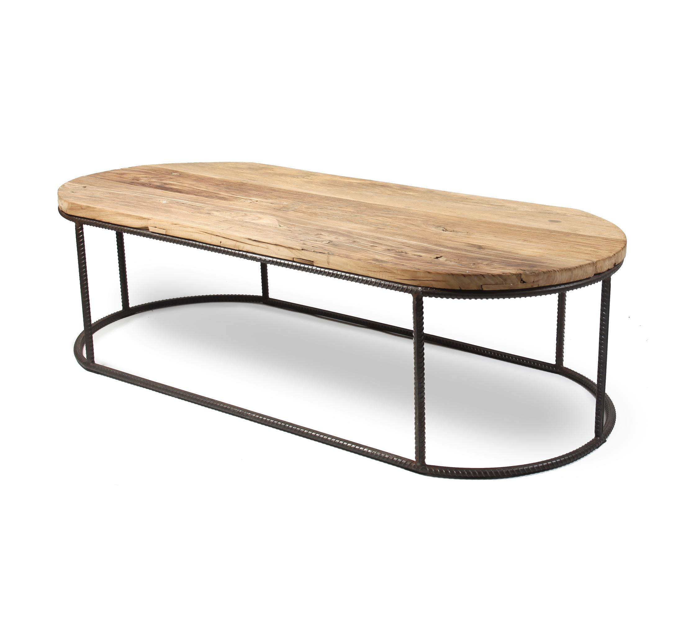 Reclaimed Wood Rebar Oval Coffee Table Large - Element Event Solutions