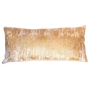 Ivory Velvet Gold Leaf Rectangle Cushion - Element Event Solutions