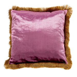 Lilac Pink Duo Velvet Gold Fringe Cushion - Element Event Solutions