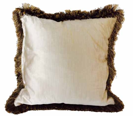 Gold Champagne Velvet Fringe Square Cushion - Element Event Solutions