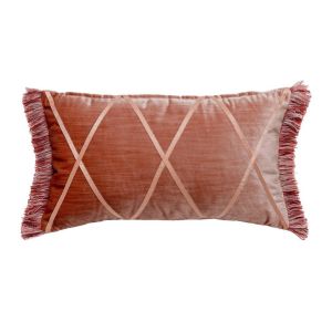 Pink Velvet Fringe Ribbon Rectangle Cushion - Element Event Solutions