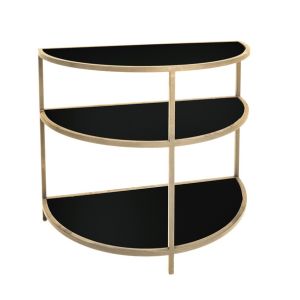 Gold Framed Semi-Circle Bar Back 3 Shelf - Element Event Solutions