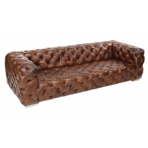Distressed Brown Leather Tufted Sofa - Element Event Solutions