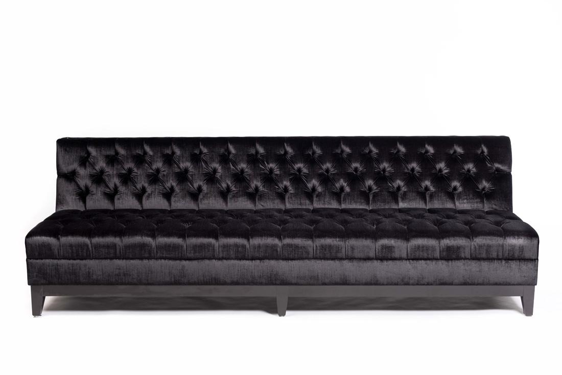 Tuxedo Black Velvet Armless Sofa 8' - Element Event Solutions