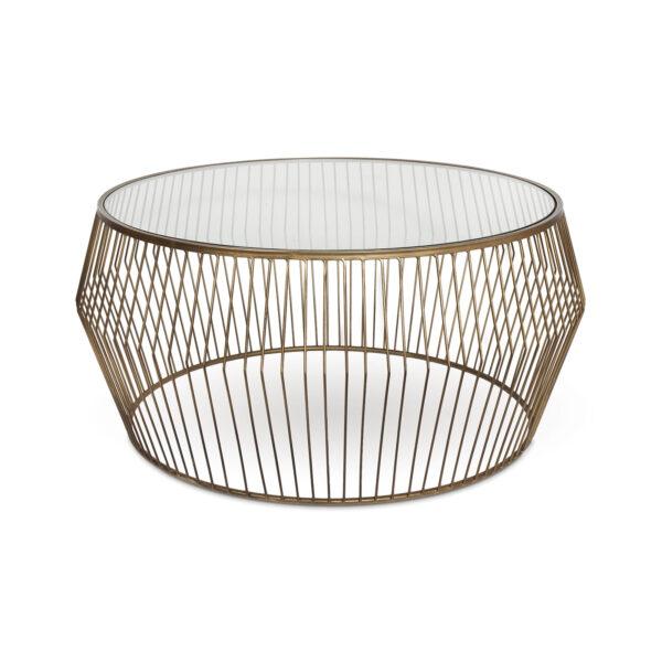 Gold Glass Jensen Wire Coffee Table - Element Event Solutions