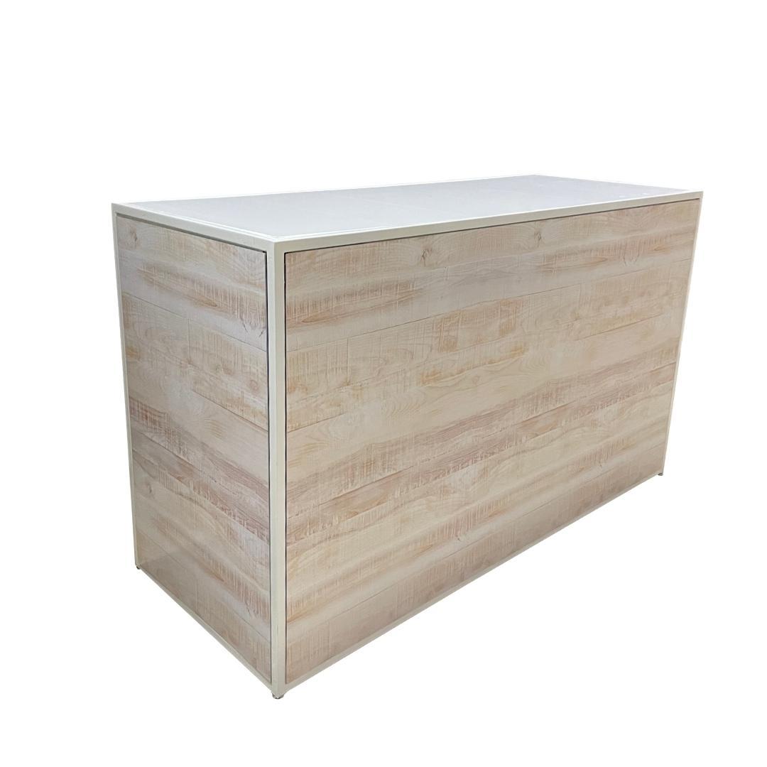 Whitewash Wood Plexiglass Front and Sides Bar 6' - Element Event Solutions