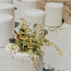 Lexington Boucle Ottoman White - Element Event Solutions