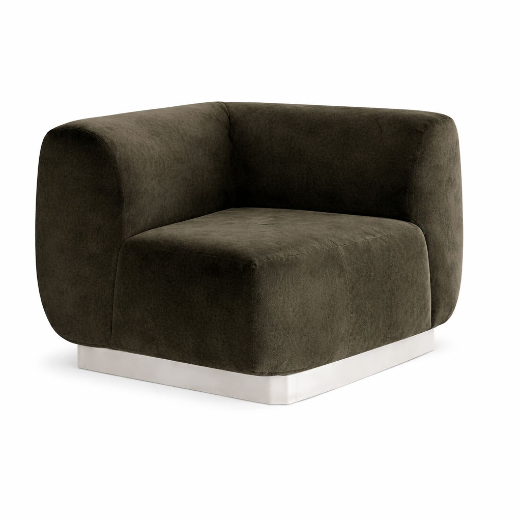 Colette Left End Seat with Graphite Velvet Cover - Element Event Solutions
