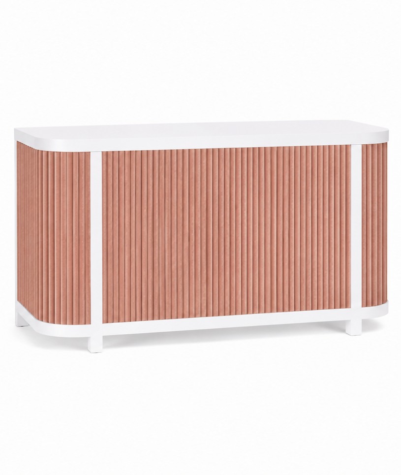 Dorset White Bar 6' with Blush Tambour Inserts - Element Event Solutions