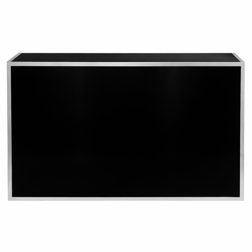 Silver Stainless Steel Frame Bar 4' w/ Black Plexi - Element Event Solutions