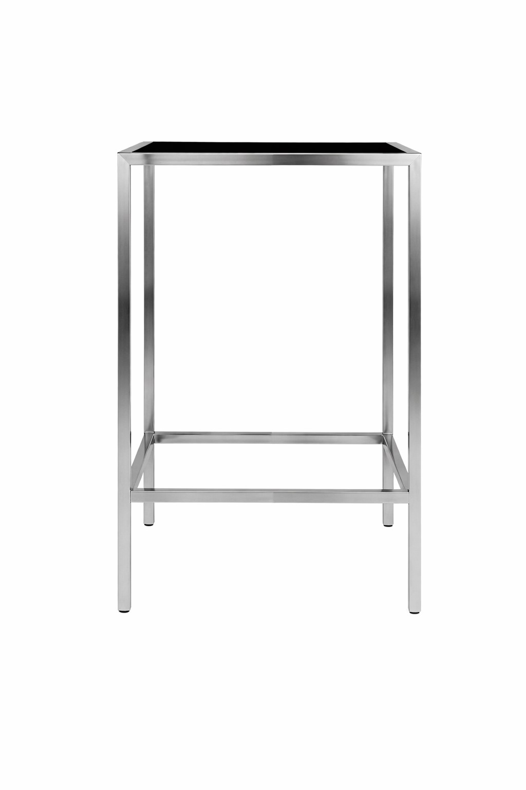 Silver Stainless Steel Cruiser Table w Black Plexi - Element Event Solutions