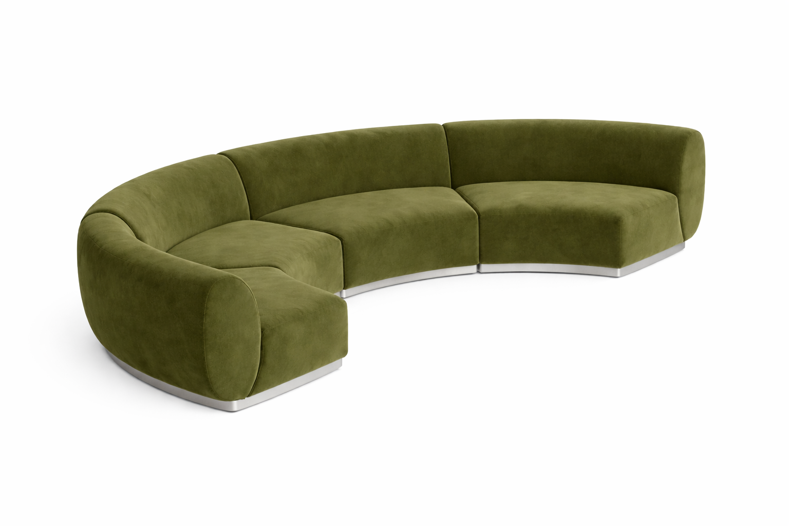 Colette Moss Velvet Crescent Sofa - Element Event Solutions