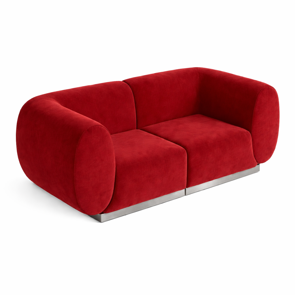 Colette Crimson Velvet Loveseat - Element Event Solutions