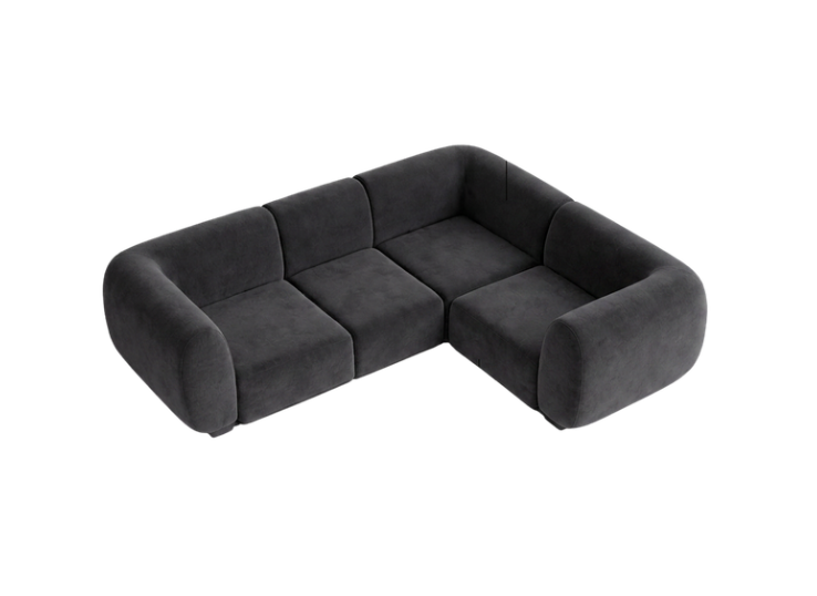 Colette Graphite Velvet Small L-Shape Sofa - Element Event Solutions