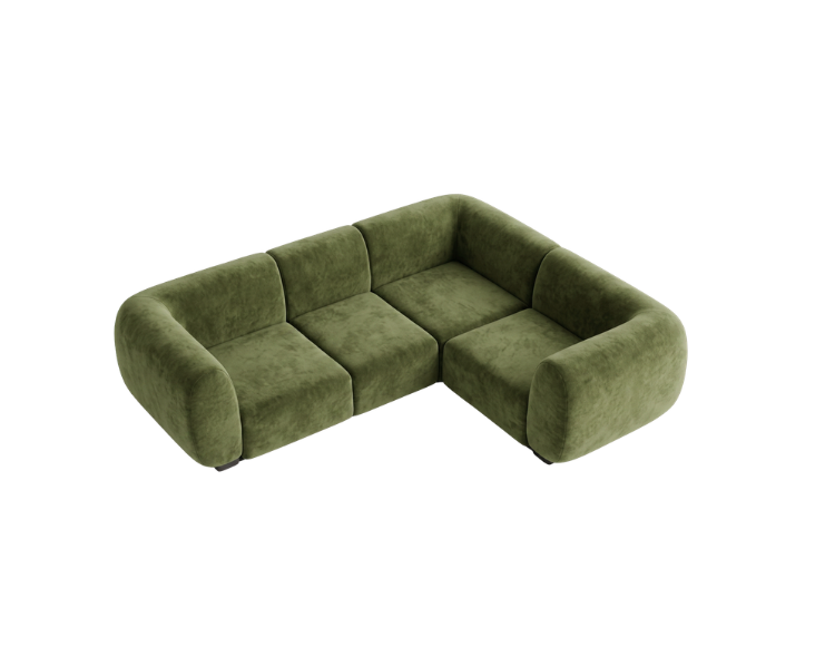 Colette Moss Velvet Small L-Shape Sofa - Element Event Solutions