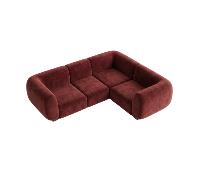 Colette Crimson Velvet Small L-Shape Sofa - Element Event Solutions