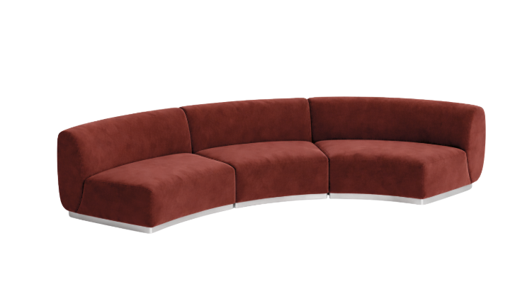 Colette Crimson Velvet Medium Crescent Sofa - Element Event Solutions