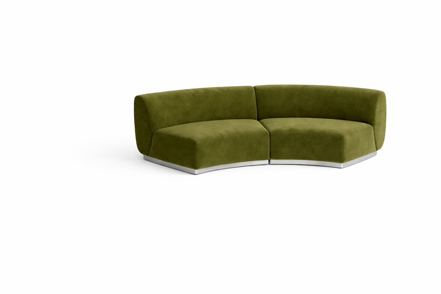 Colette Moss Velvet Small Crescent Sofa - Element Event Solutions